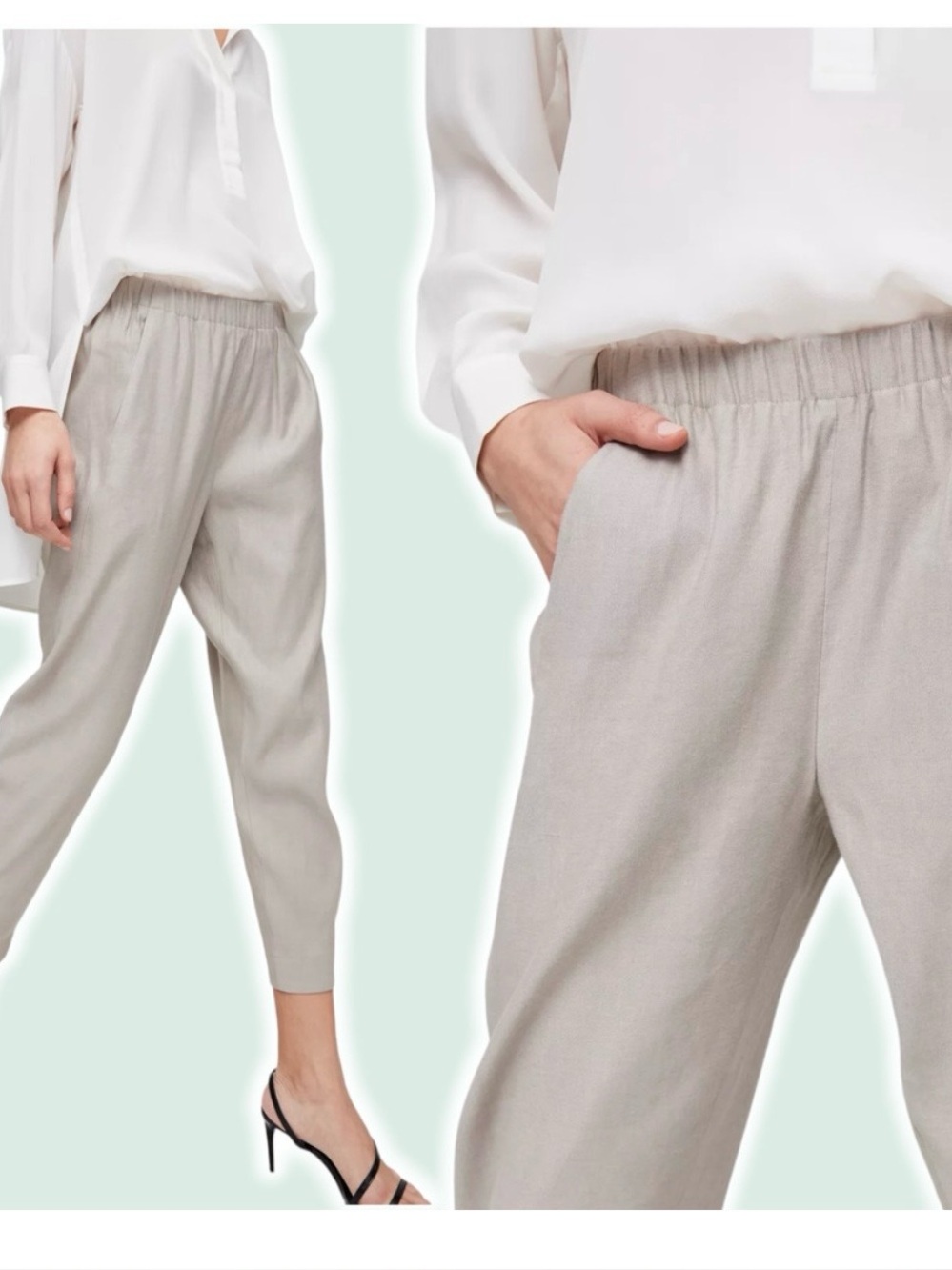 BABATON Aritzia Dexter Linen Cropped Linen Dress Pants Sz XS Pull On